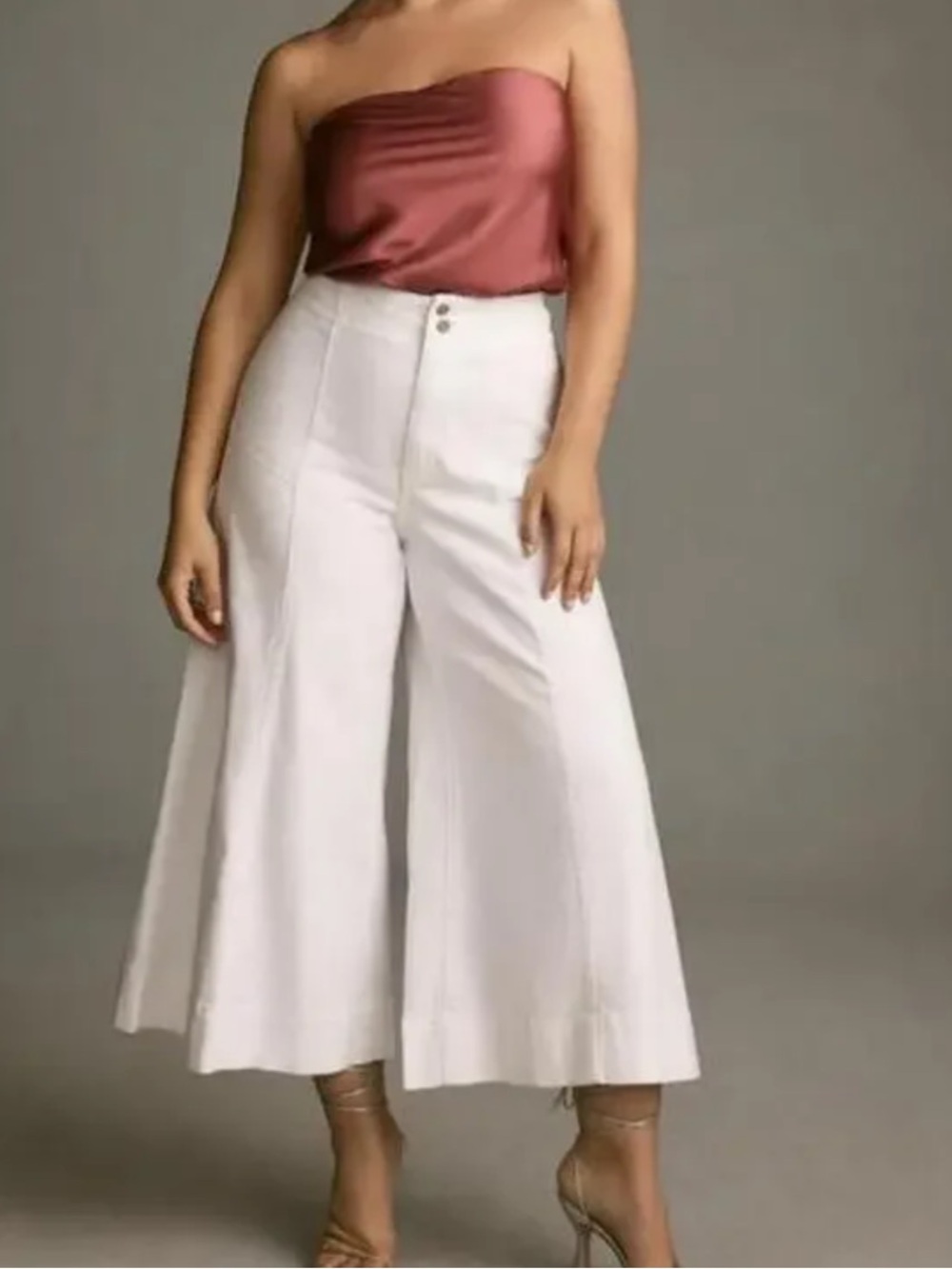 Pilcro White Corset Super Wide Leg Cropped culotte Pants